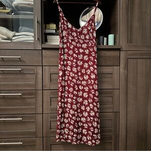 J. Crew Collection Burgundy Slip Dress in Daisy Print Chiffon, Size 4